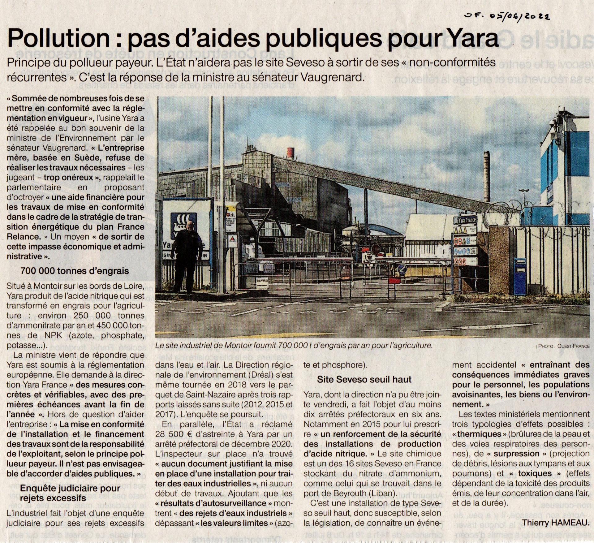 2021 article o05062021pas d aides publiques pour yara