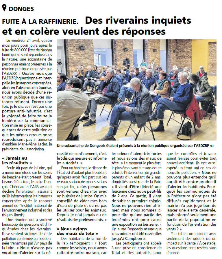 Article echo 28 avril suite reunion publique