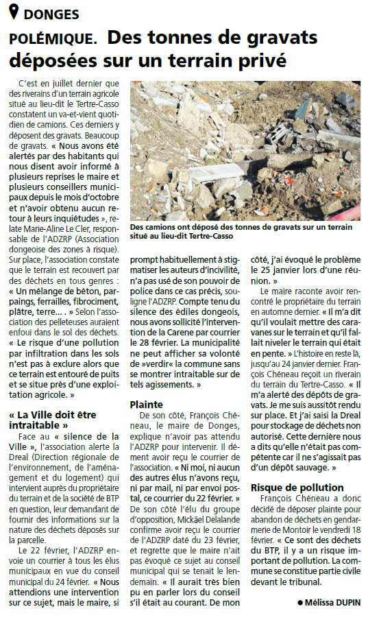 Article echo presqu ile tertre casso 11 mars