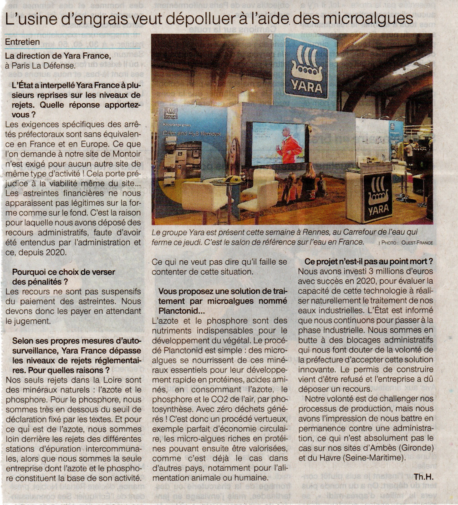 Article of 30 juin l usine d engrais veut depolluer a l aide des microalgues