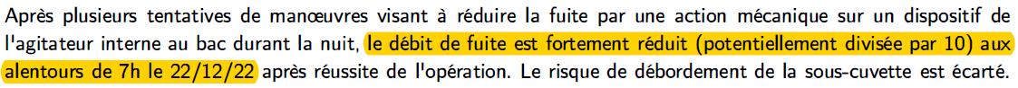 Extrait rapport inspection debit de la fuite 2