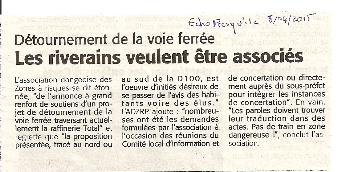 Les riverains veulent être associés